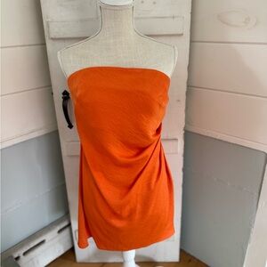 Elegant Orange Strapless Dress